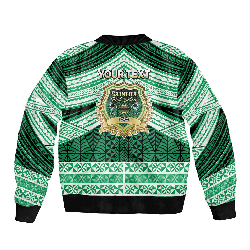 Personalised Tonga Saineha High School Bomber Jacket Polynesian Ngatu Tribal