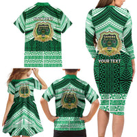 Personalised Tonga Saineha High School Family Matching Long Sleeve Bodycon Dress and Hawaiian Shirt Polynesian Ngatu Tribal