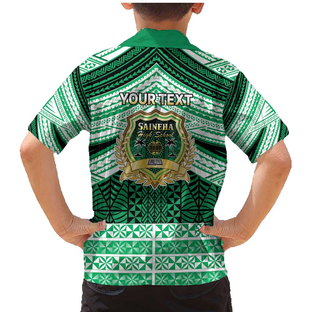 Personalised Tonga Saineha High School Family Matching Mermaid Dress and Hawaiian Shirt Polynesian Ngatu Tribal