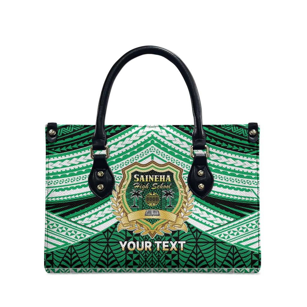 Personalised Tonga Saineha High School Leather Bag Polynesian Ngatu Tribal - Polynesian Pride