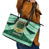 Personalised Tonga Saineha High School Leather Tote Bag Polynesian Ngatu Tribal