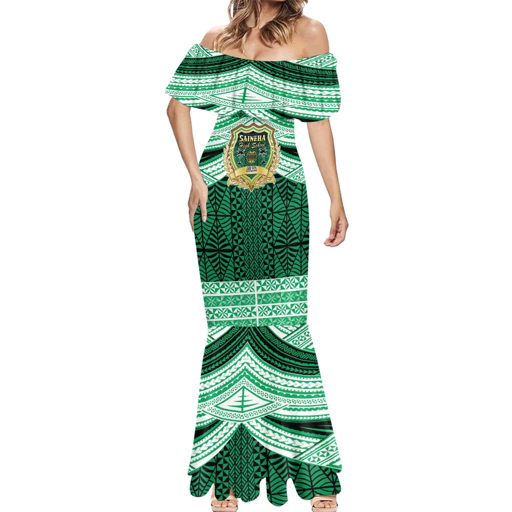 Personalised Tonga Saineha High School Mermaid Dress Polynesian Ngatu Tribal
