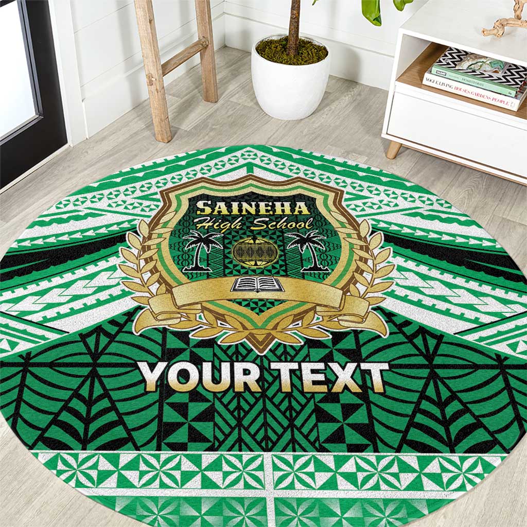 Personalised Tonga Saineha High School Round Carpet Polynesian Ngatu Tribal