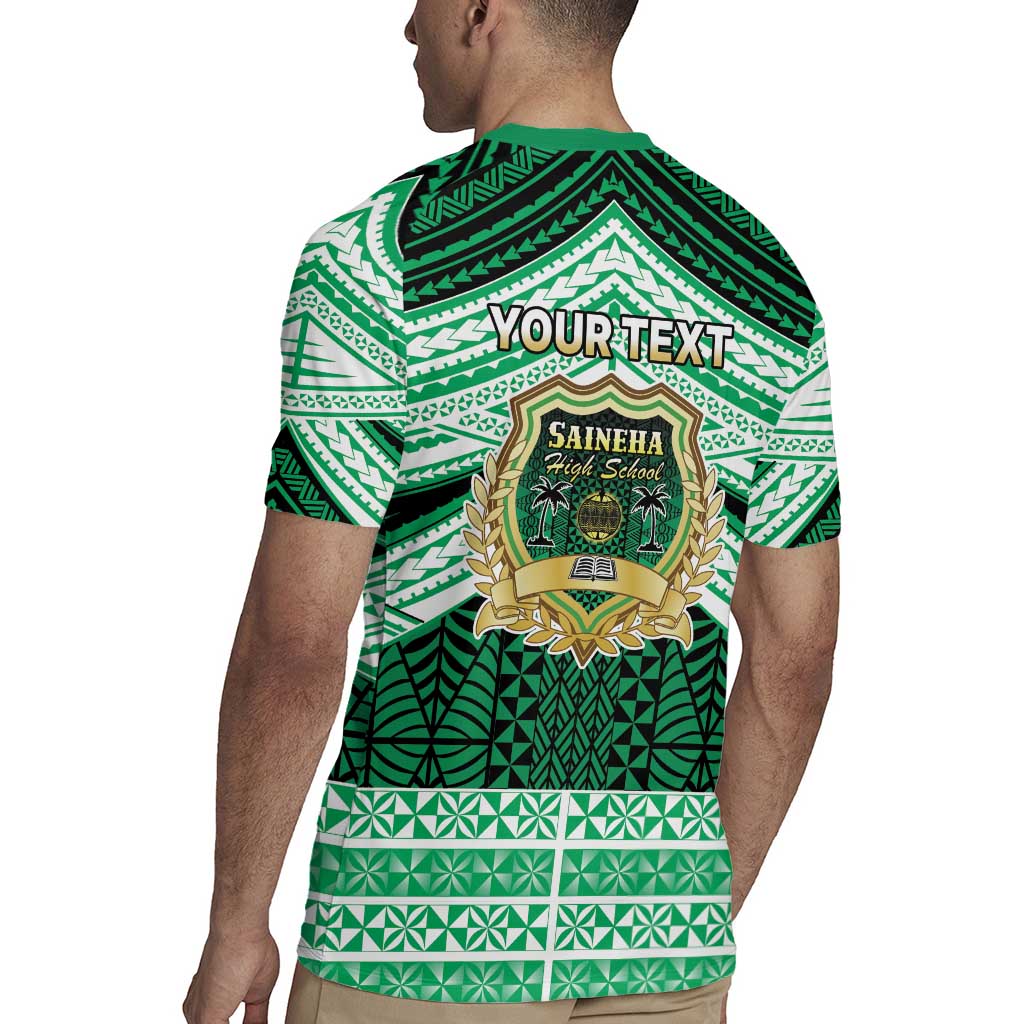 Personalised Tonga Saineha High School Rugby Jersey Polynesian Ngatu Tribal