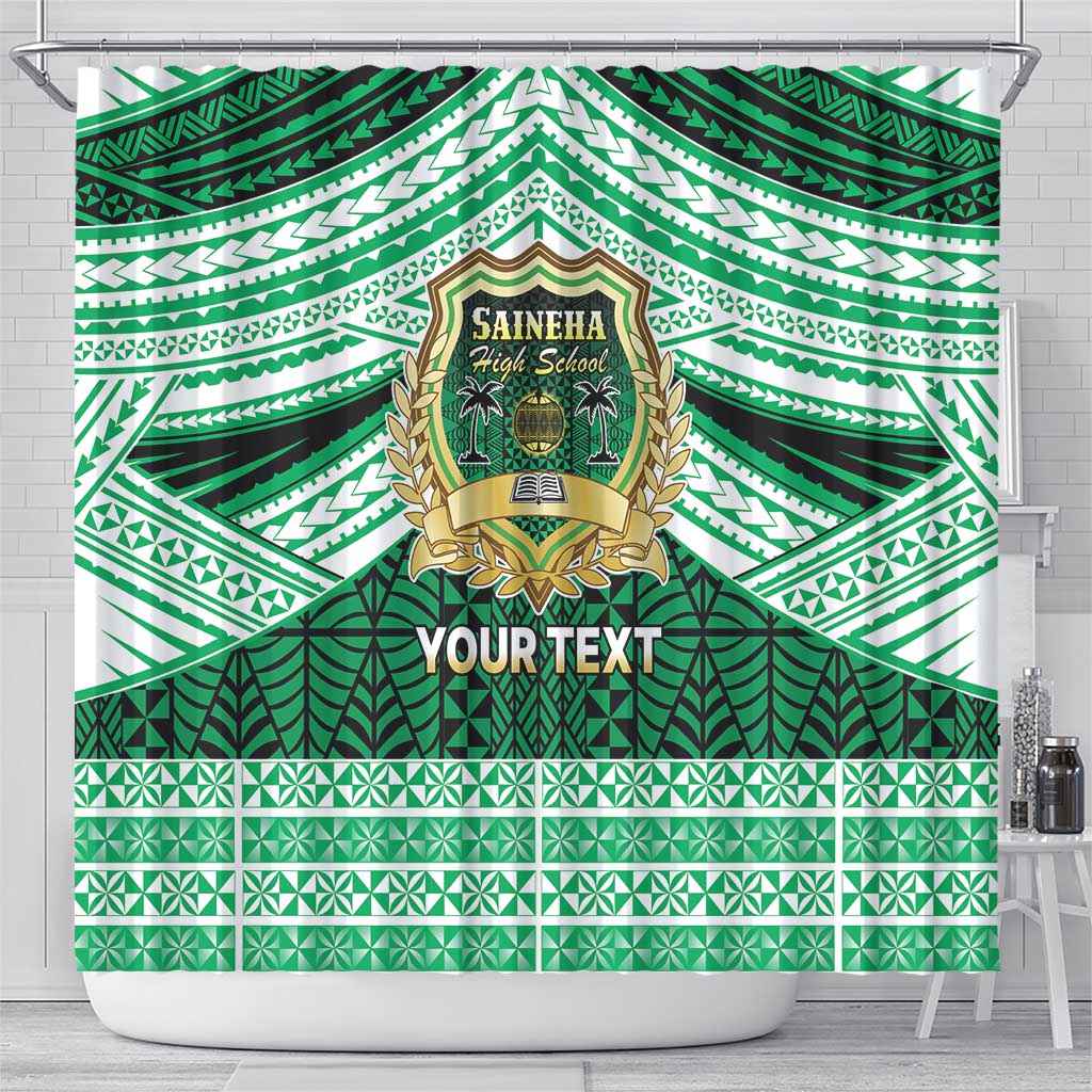 Personalised Tonga Saineha High School Shower Curtain Polynesian Ngatu Tribal