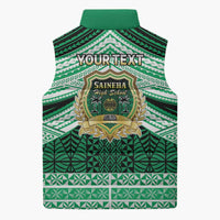 Personalised Tonga Saineha High School Sleeveless Puffer Jacket Polynesian Ngatu Tribal - Polynesian Pride