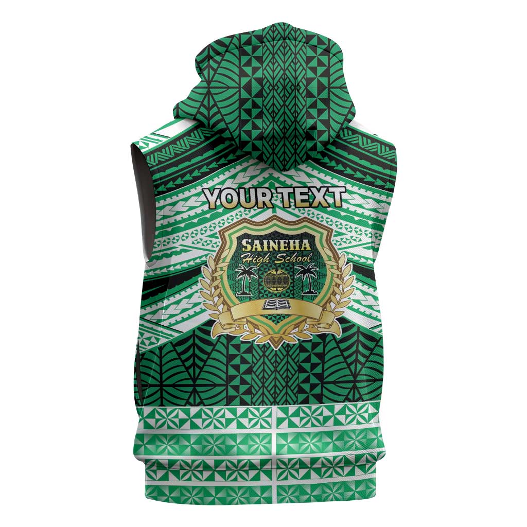 Personalised Tonga Saineha High School Sleeveless Zip Hoodie Polynesian Ngatu Tribal - Polynesian Pride