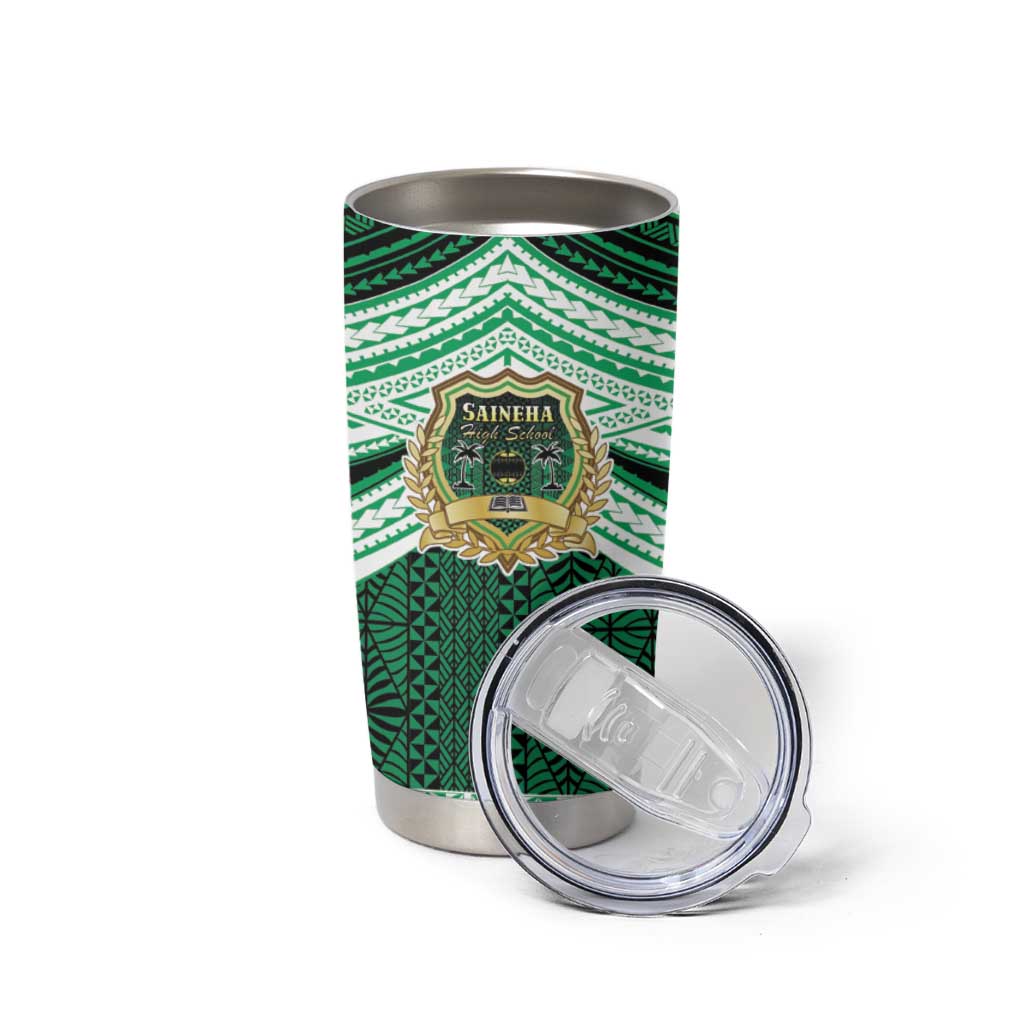 Personalised Tonga Saineha High School Tumbler Cup Polynesian Ngatu Tribal