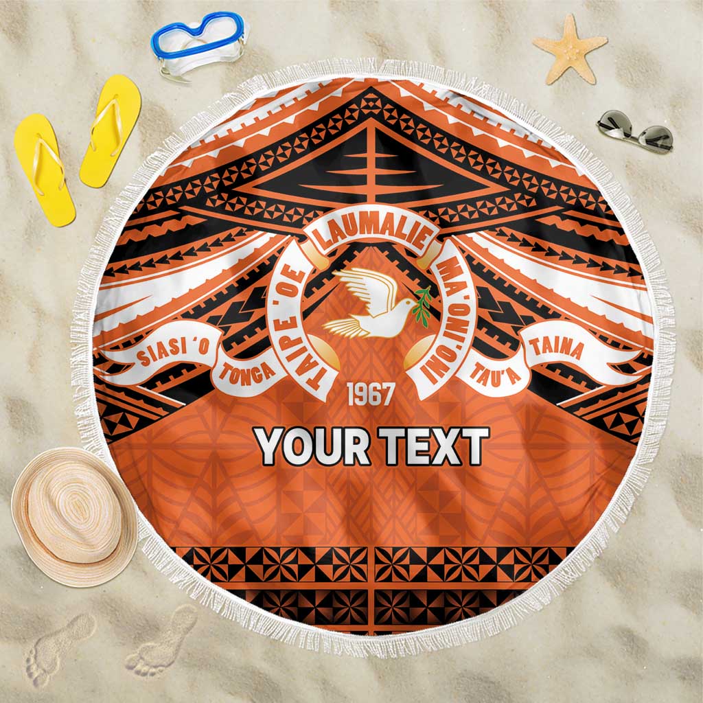 Personalised Tonga Tailulu College Beach Blanket Polynesian Ngatu Tribal