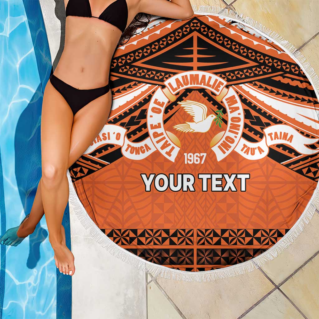 Personalised Tonga Tailulu College Beach Blanket Polynesian Ngatu Tribal