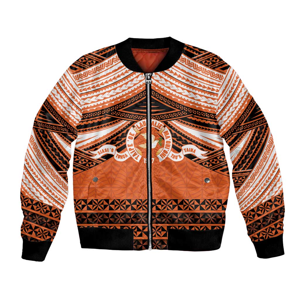 Personalised Tonga Tailulu College Bomber Jacket Polynesian Ngatu Tribal