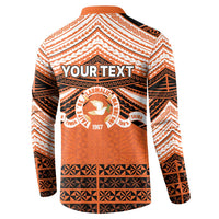 Personalised Tonga Tailulu College Button Sweatshirt Polynesian Ngatu Tribal