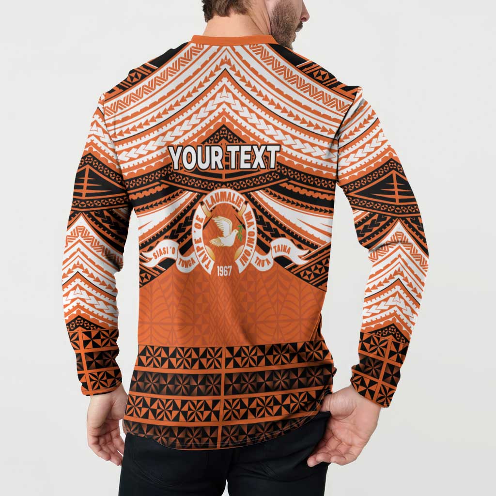 Personalised Tonga Tailulu College Button Sweatshirt Polynesian Ngatu Tribal