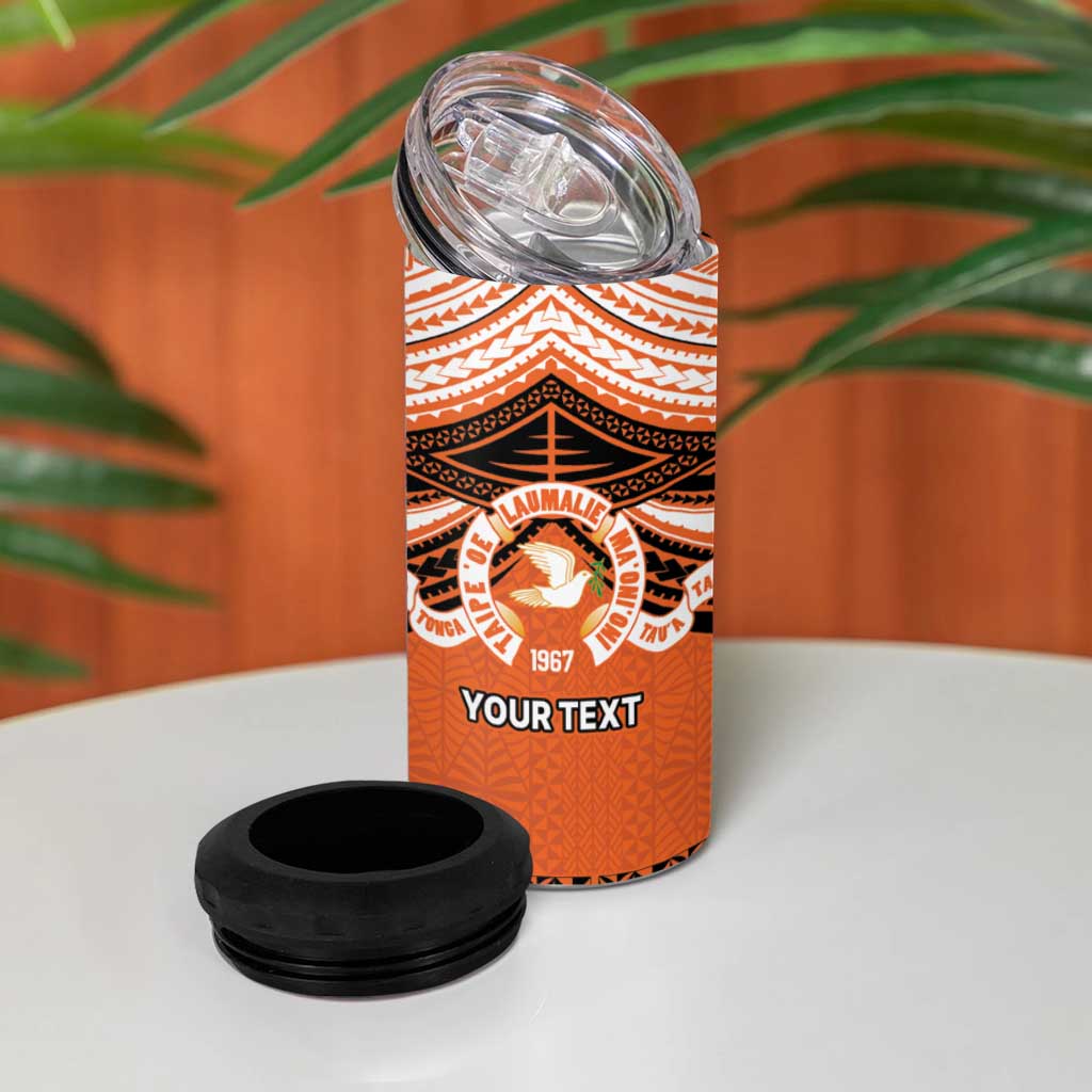 Personalised Tonga Tailulu College 4 in 1 Can Cooler Tumbler Polynesian Ngatu Tribal