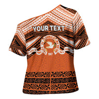 Personalised Tonga Tailulu College Cross Shoulder Shirt Polynesian Ngatu Tribal - Polynesian Pride