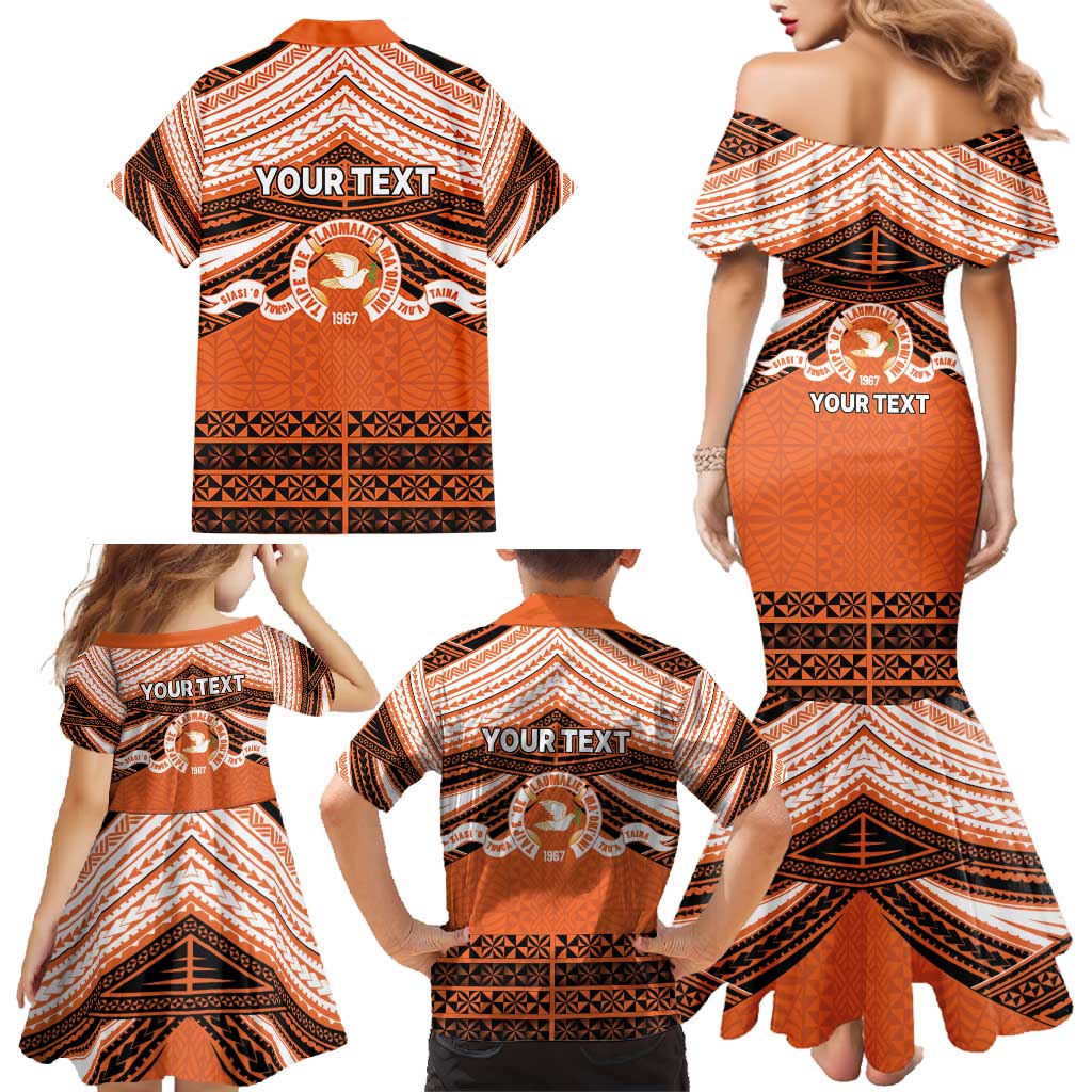 Personalised Tonga Tailulu College Family Matching Mermaid Dress and Hawaiian Shirt Polynesian Ngatu Tribal