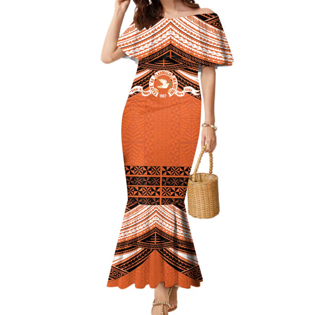 Personalised Tonga Tailulu College Family Matching Mermaid Dress and Hawaiian Shirt Polynesian Ngatu Tribal