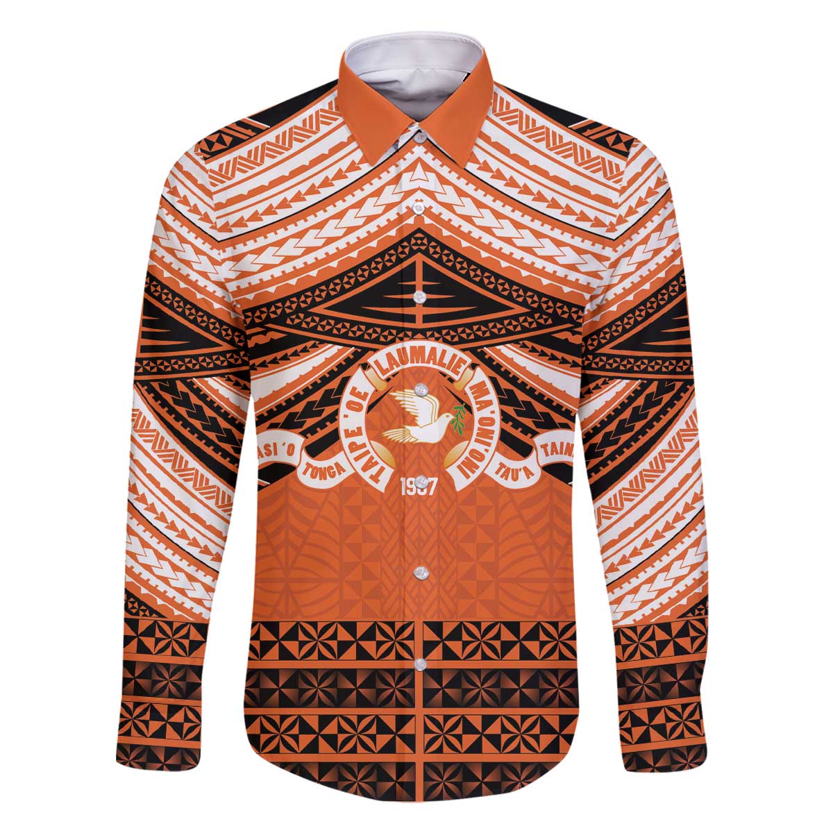 Personalised Tonga Tailulu College Family Matching Off The Shoulder Long Sleeve Dress and Hawaiian Shirt Polynesian Ngatu Tribal