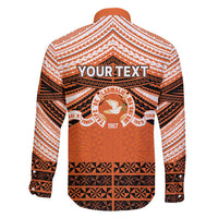 Personalised Tonga Tailulu College Family Matching Off Shoulder Short Dress and Hawaiian Shirt Polynesian Ngatu Tribal