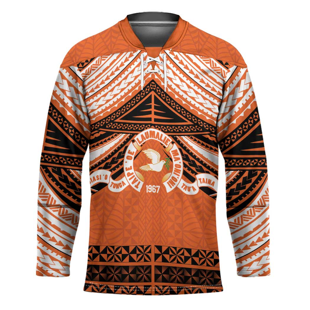 Personalised Tonga Tailulu College Hockey Jersey Polynesian Ngatu Tribal LT9 Unisex Orange - Polynesian Pride