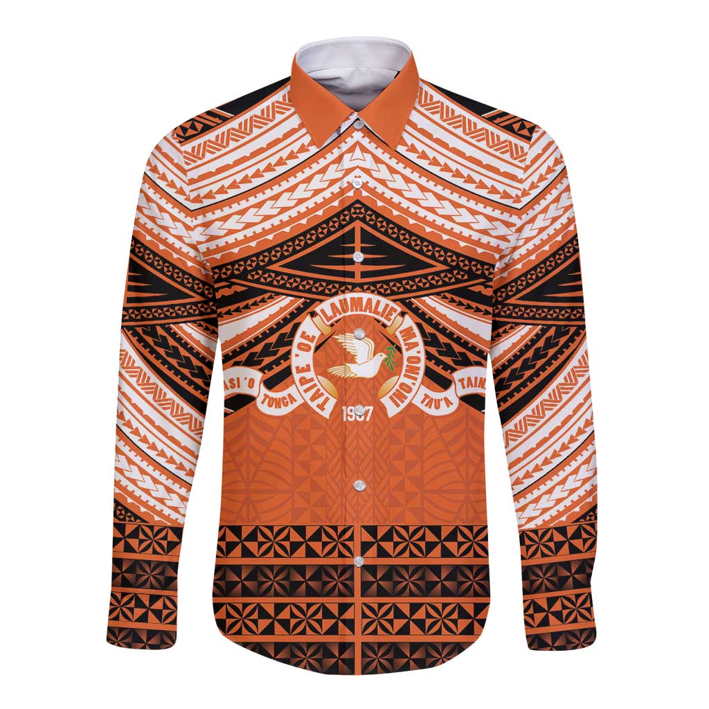 Personalised Tonga Tailulu College Long Sleeve Button Shirt Polynesian Ngatu Tribal