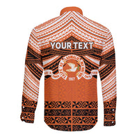 Personalised Tonga Tailulu College Long Sleeve Button Shirt Polynesian Ngatu Tribal