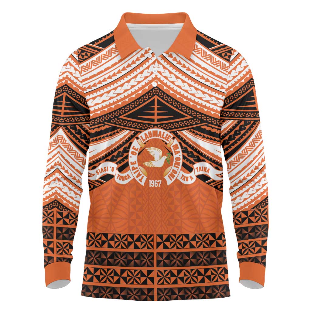 Personalised Tonga Tailulu College Long Sleeve Polo Shirt Polynesian Ngatu Tribal