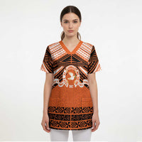 Personalised Tonga Tailulu College Scrub Top Polynesian Ngatu Tribal - Polynesian Pride