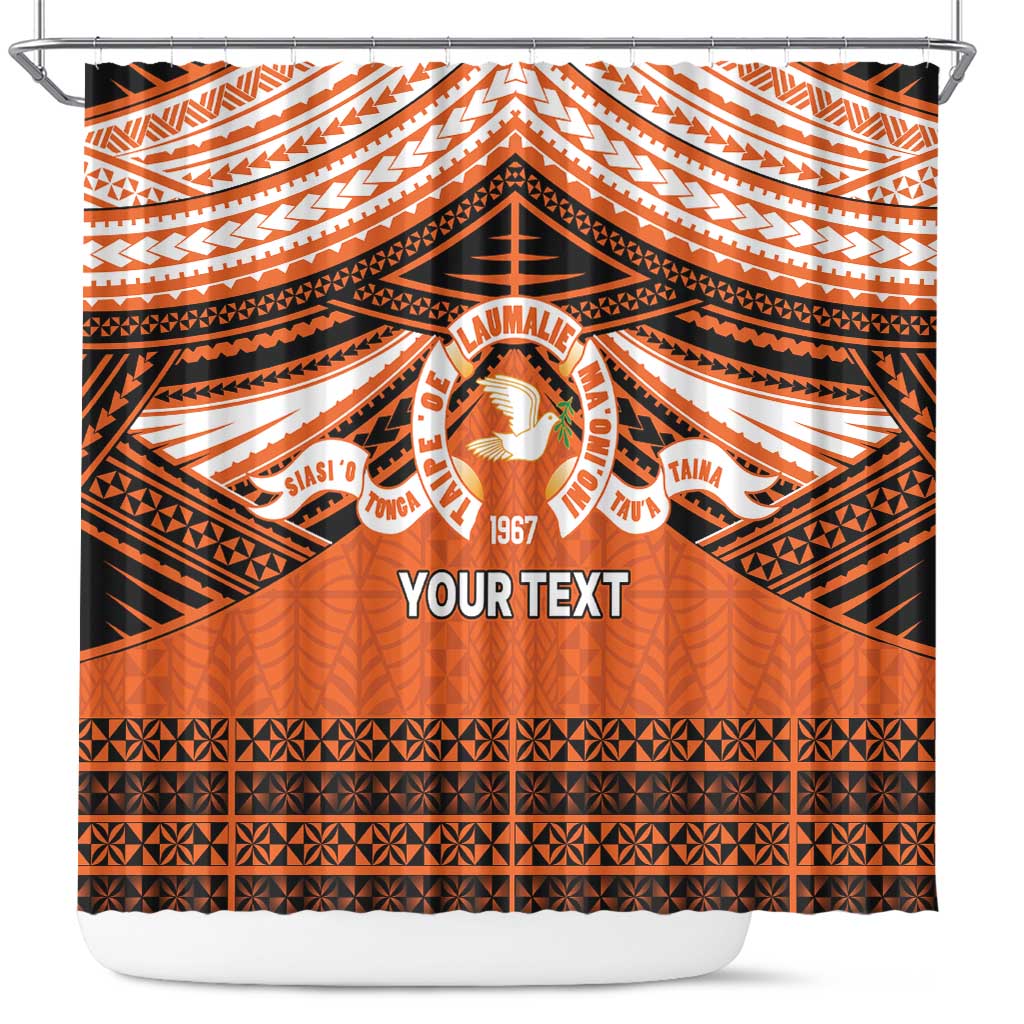 Personalised Tonga Tailulu College Shower Curtain Polynesian Ngatu Tribal