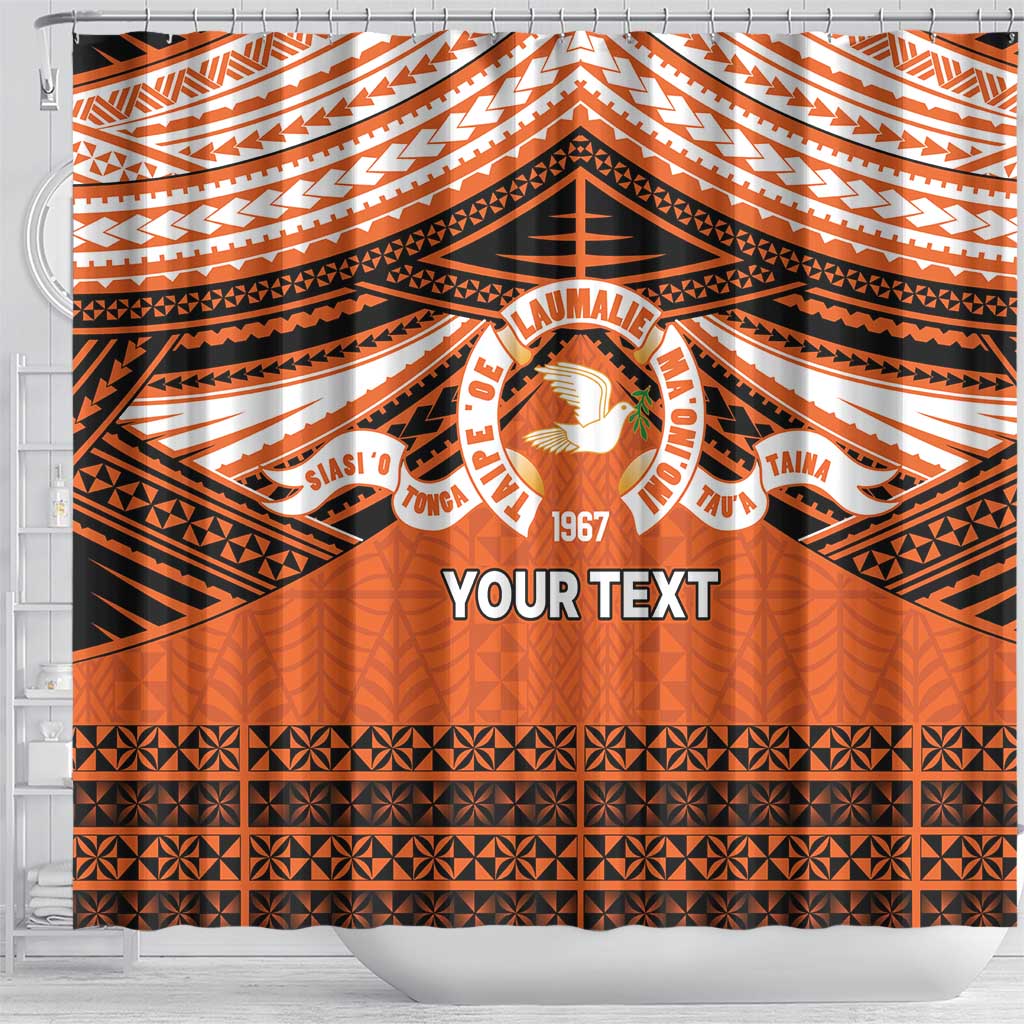 Personalised Tonga Tailulu College Shower Curtain Polynesian Ngatu Tribal