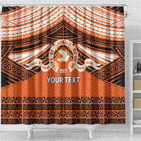 Personalised Tonga Tailulu College Shower Curtain Polynesian Ngatu Tribal