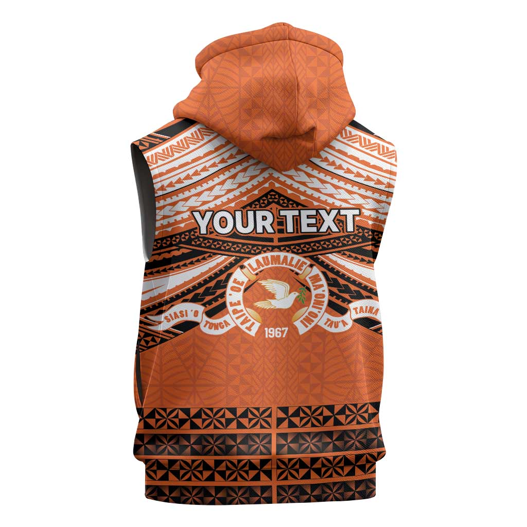Personalised Tonga Tailulu College Sleeveless Hoodie Polynesian Ngatu Tribal - Polynesian Pride