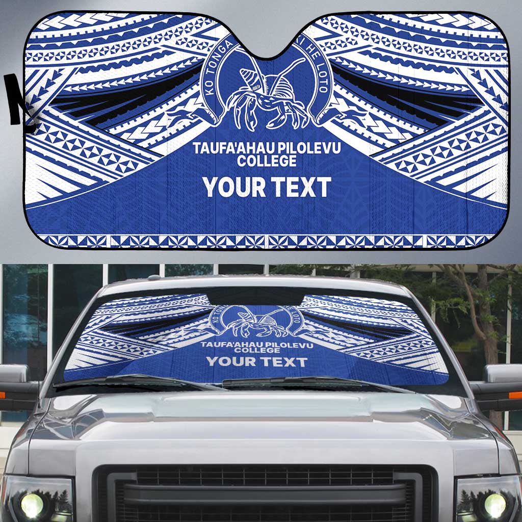 Personalised Tonga Taufa'ahau Pilolevu College Auto Sun Shade Polynesian Ngatu Tribal - Polynesian Pride