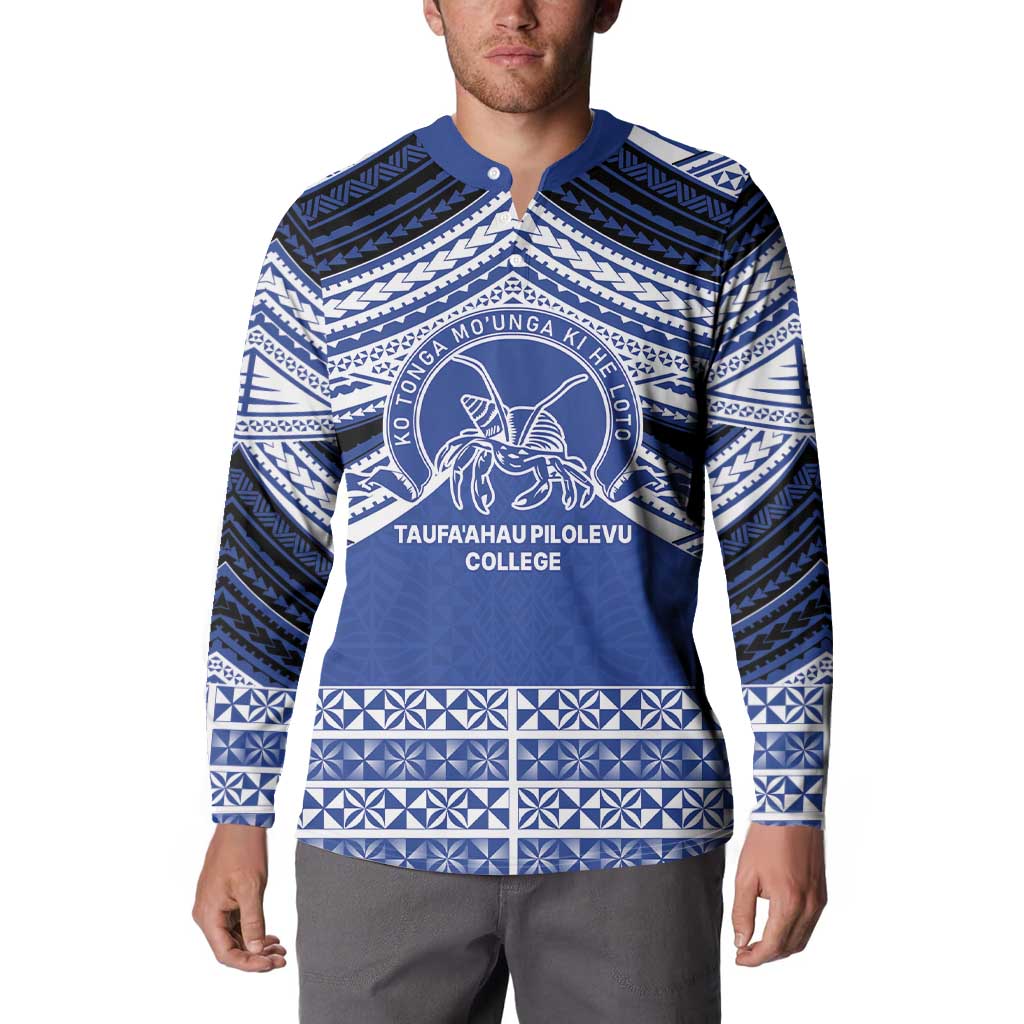 Personalised Tonga Taufa'ahau Pilolevu College Button Sweatshirt Polynesian Ngatu Tribal