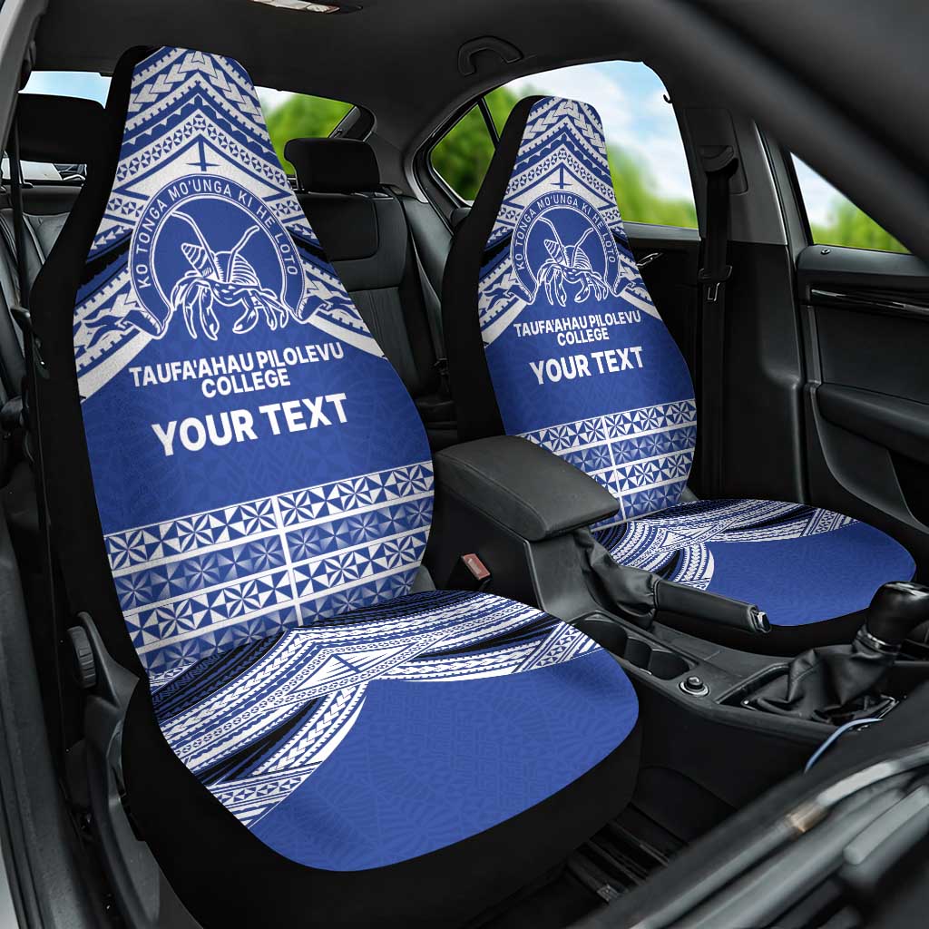 Personalised Tonga Taufa'ahau Pilolevu College Car Seat Cover Polynesian Ngatu Tribal LT9 One Size Blue - Polynesian Pride