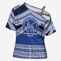 Personalised Tonga Taufa'ahau Pilolevu College Cross Shoulder Shirt Polynesian Ngatu Tribal - Polynesian Pride