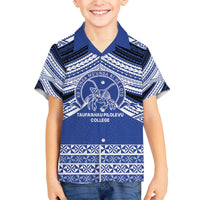 Personalised Tonga Taufa'ahau Pilolevu College Family Matching Off The Shoulder Long Sleeve Dress and Hawaiian Shirt Polynesian Ngatu Tribal