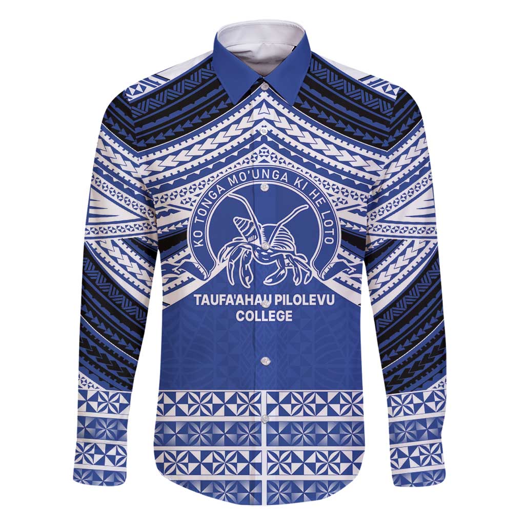 Personalised Tonga Taufa'ahau Pilolevu College Family Matching Off Shoulder Maxi Dress and Hawaiian Shirt Polynesian Ngatu Tribal