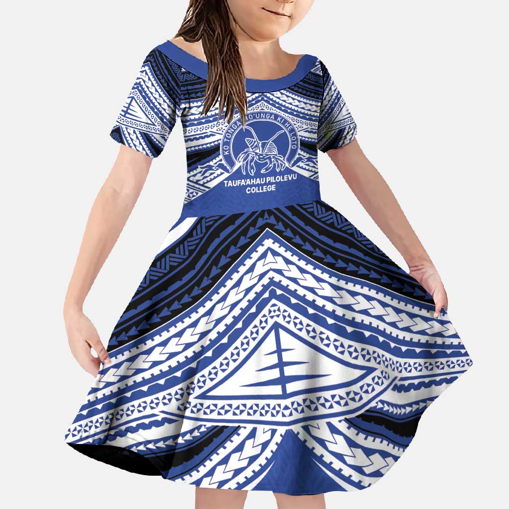 Personalised Tonga Taufa'ahau Pilolevu College Family Matching Short Sleeve Bodycon Dress and Hawaiian Shirt Polynesian Ngatu Tribal