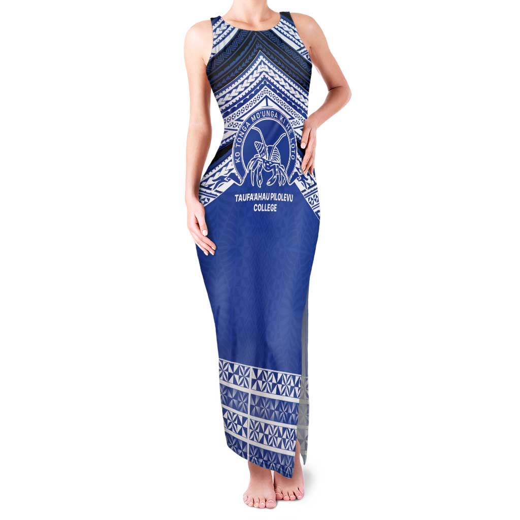 Personalised Tonga Taufa'ahau Pilolevu College Family Matching Tank Maxi Dress and Hawaiian Shirt Polynesian Ngatu Tribal