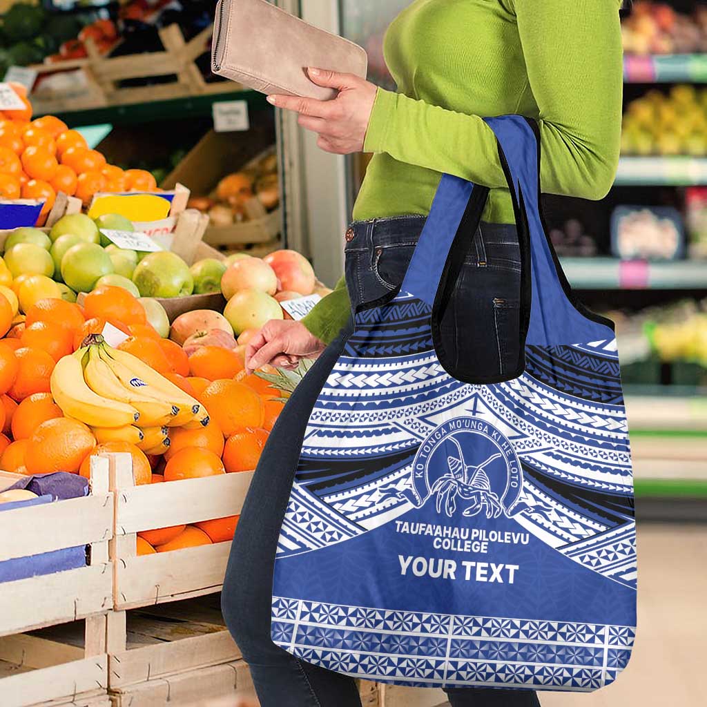 Personalised Tonga Taufa'ahau Pilolevu College Grocery Bag Polynesian Ngatu Tribal