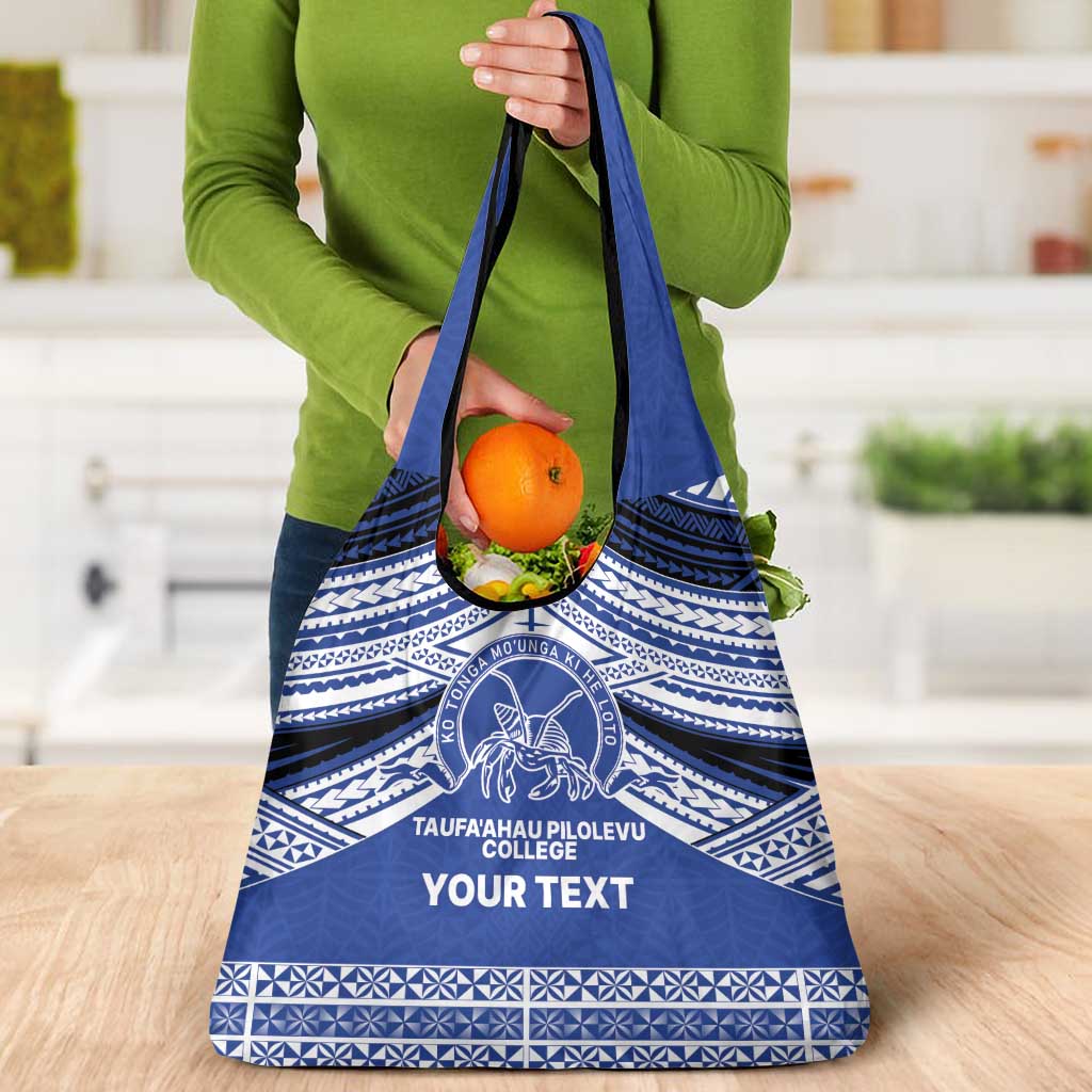Personalised Tonga Taufa'ahau Pilolevu College Grocery Bag Polynesian Ngatu Tribal