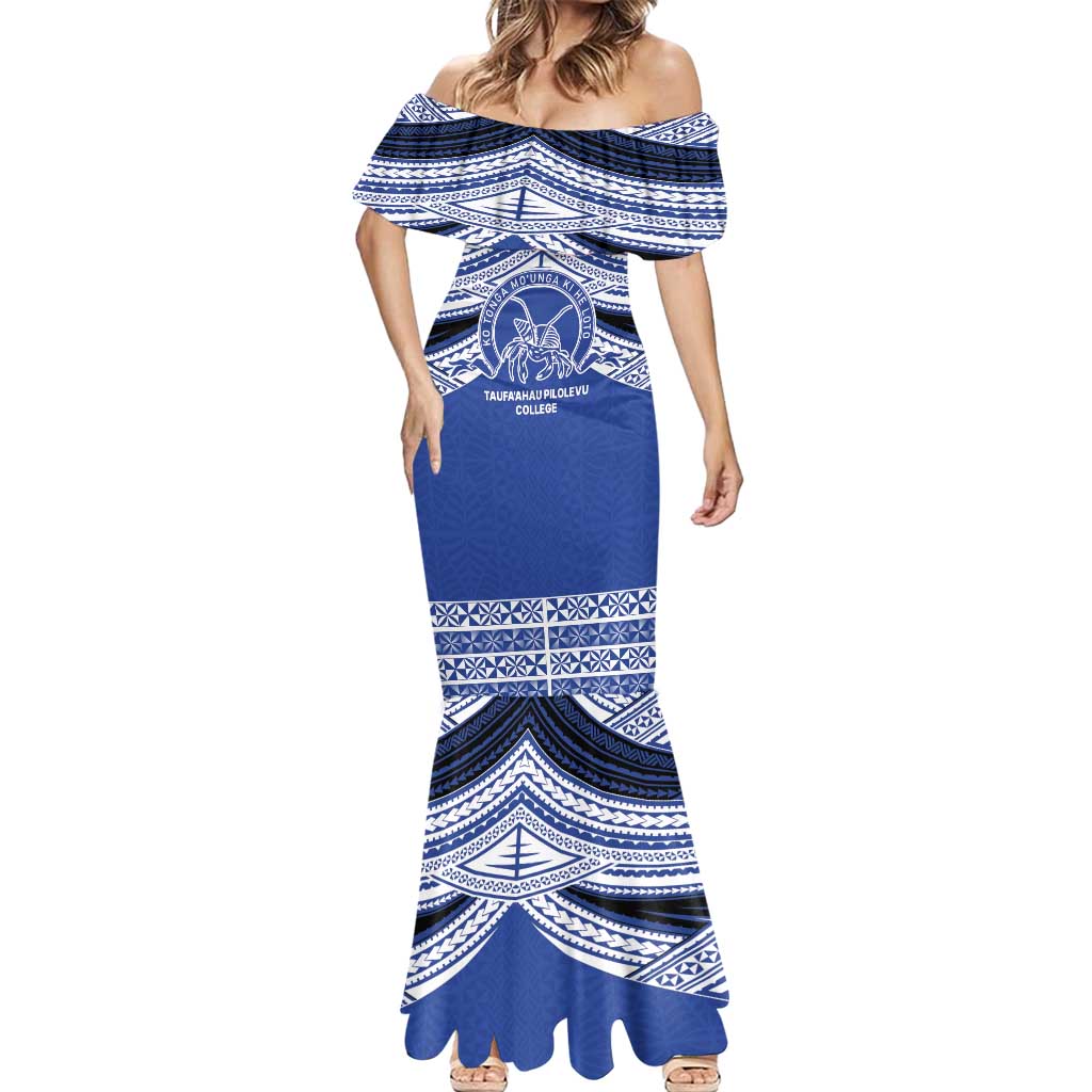 Personalised Tonga Taufa'ahau Pilolevu College Mermaid Dress Polynesian Ngatu Tribal