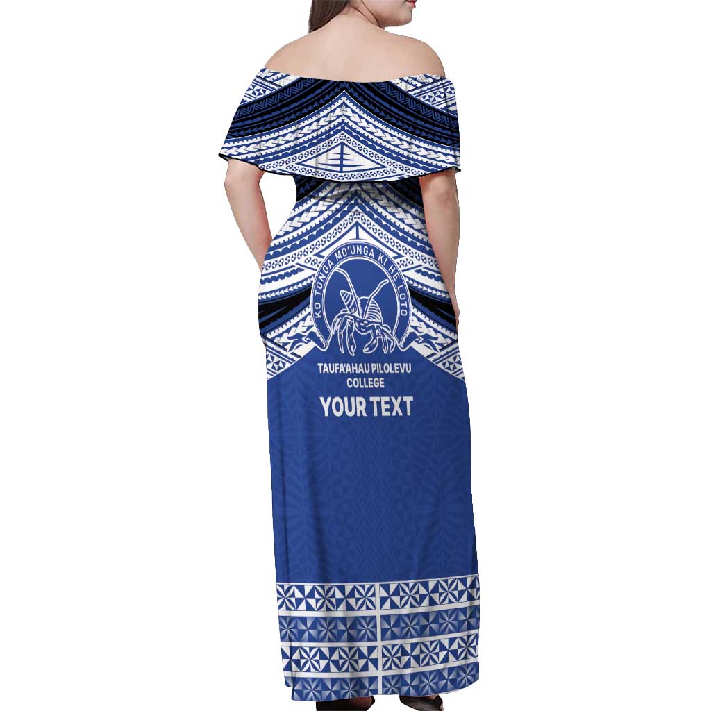 Personalised Tonga Taufa'ahau Pilolevu College Off Shoulder Maxi Dress Polynesian Ngatu Tribal