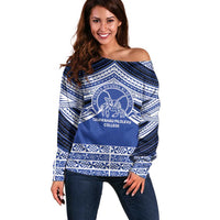 Personalised Tonga Taufa'ahau Pilolevu College Off Shoulder Sweater Polynesian Ngatu Tribal