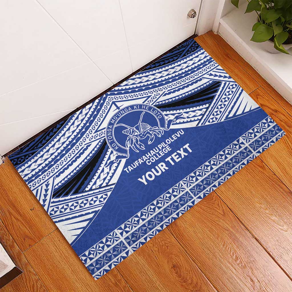 Personalised Tonga Taufa'ahau Pilolevu College Rubber Doormat Polynesian Ngatu Tribal