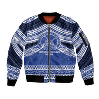 Personalised Tonga Taufa'ahau Pilolevu College Sleeve Zip Bomber Jacket Polynesian Ngatu Tribal