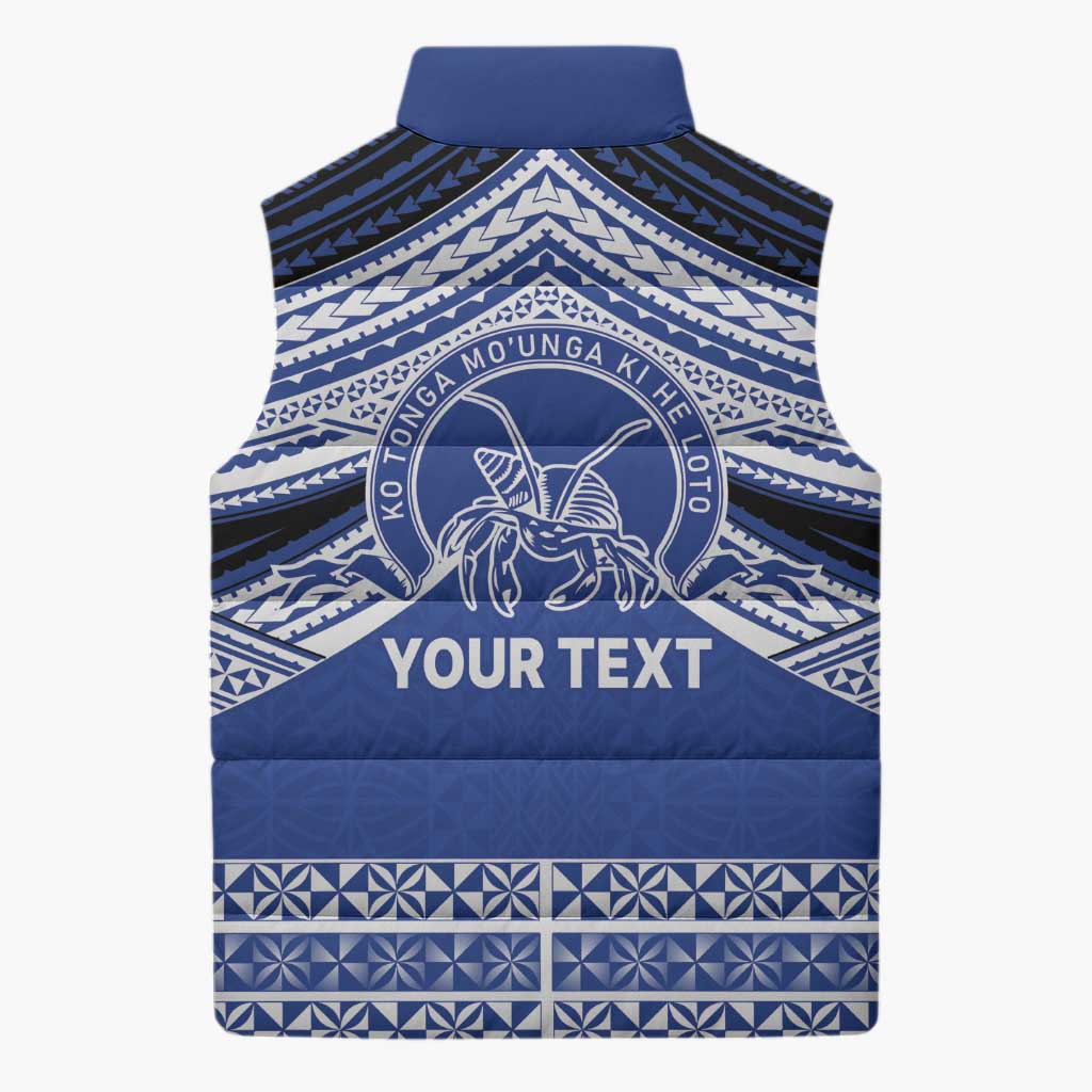 Personalised Tonga Taufa'ahau Pilolevu College Sleeveless Puffer Jacket Polynesian Ngatu Tribal - Polynesian Pride