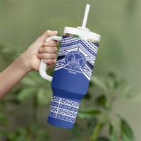 Personalised Tonga Taufa'ahau Pilolevu College Tumbler With Handle Polynesian Ngatu Tribal