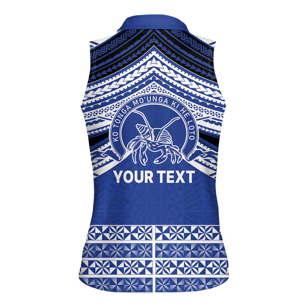 Personalised Tonga Taufa'ahau Pilolevu College Women Sleeveless Polo Shirt Polynesian Ngatu Tribal